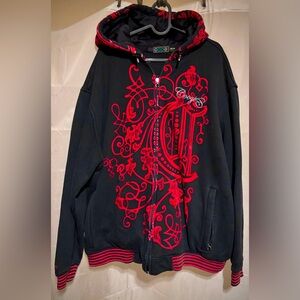 COOGI Men’s Black Hoodie with Red Graphic-Size Xtra Large